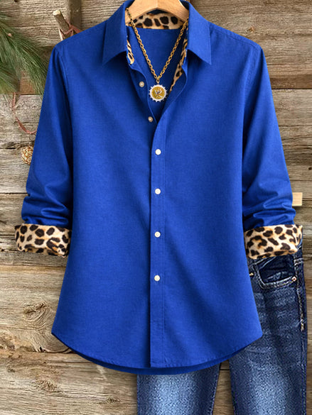 Leopard-Cuff Classic Shirt