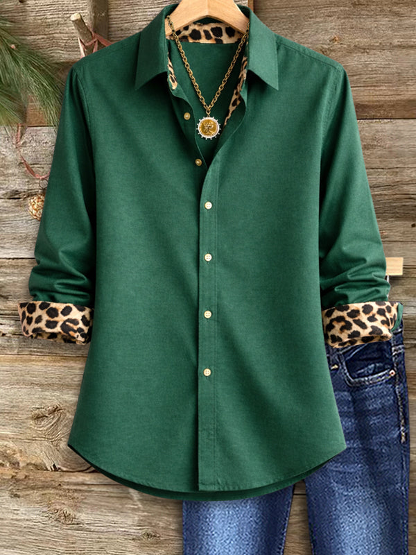 Leopard-Cuff Classic Shirt