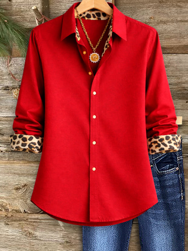 Leopard-Cuff Classic Shirt
