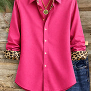 Leopard-Cuff Classic Shirt