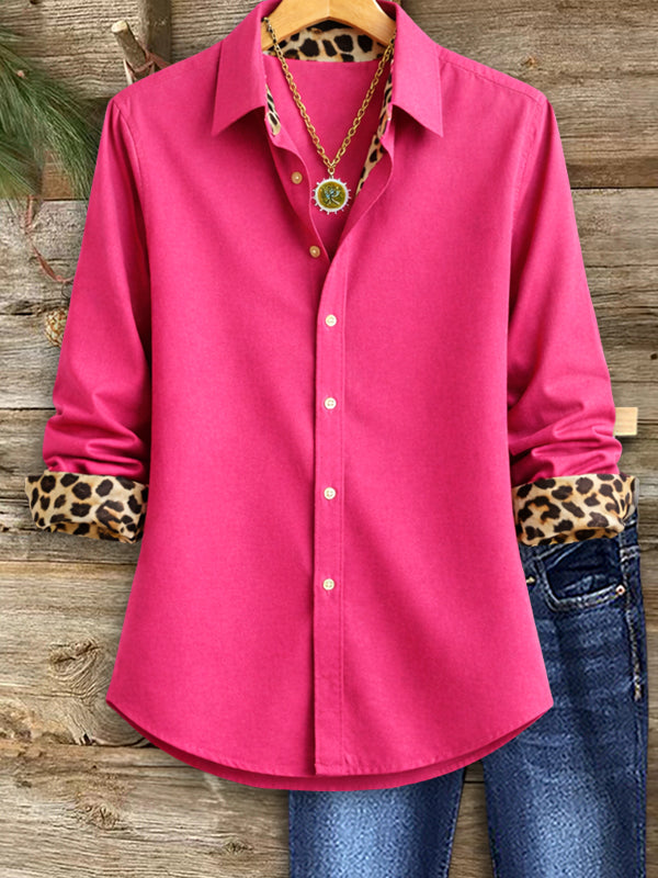 Leopard-Cuff Classic Shirt
