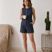 Orly Elegant Sleeveless Vest and Shorts Set