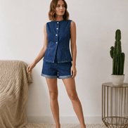 Orly Elegant Sleeveless Vest and Shorts Set