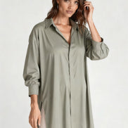 Oversized Lapel Button Shirt Dress