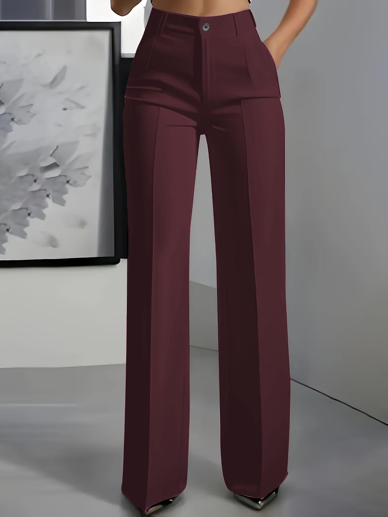 High-Waisted Straight-Leg Suit Pants