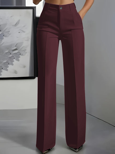 High-Waisted Straight-Leg Suit Pants