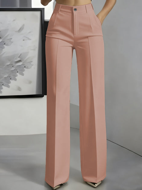 High-Waisted Straight-Leg Suit Pants