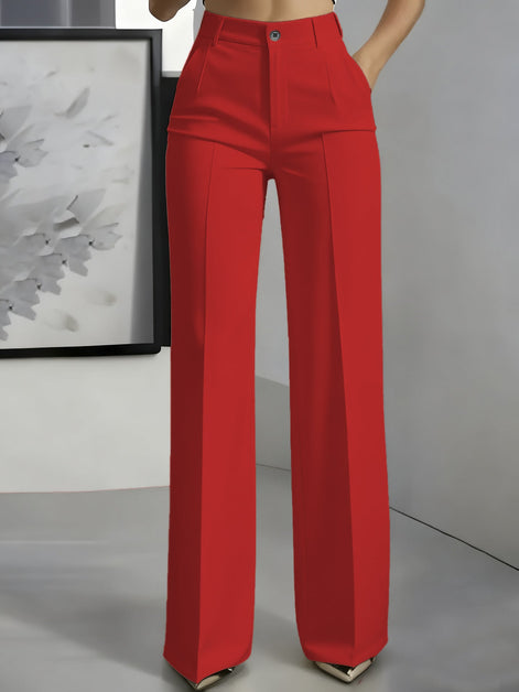 High-Waisted Straight-Leg Suit Pants