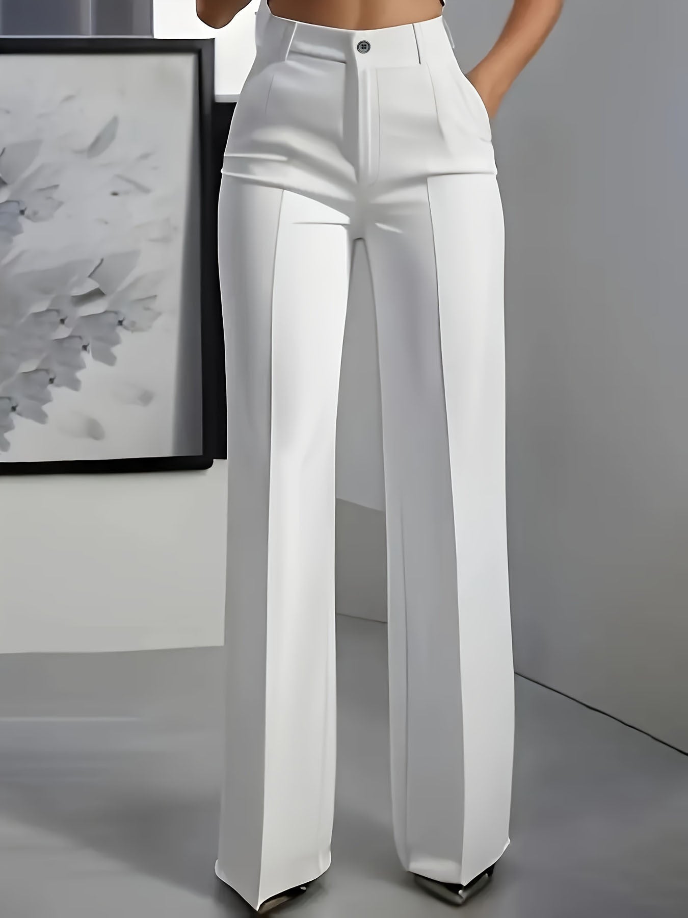 High-Waisted Straight-Leg Suit Pants