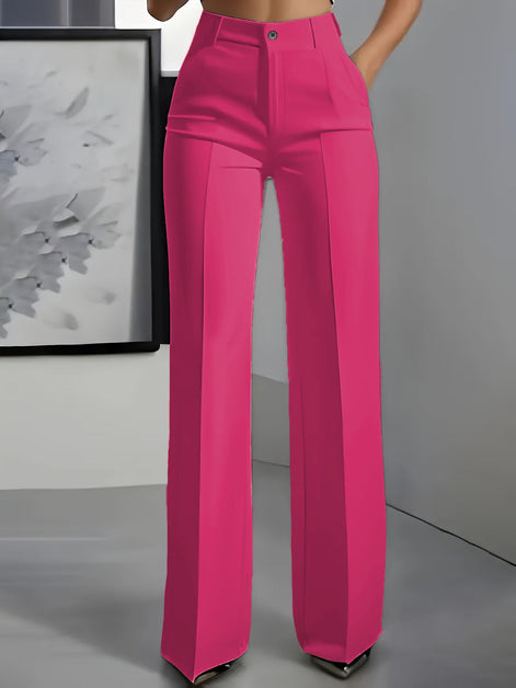 High-Waisted Straight-Leg Suit Pants