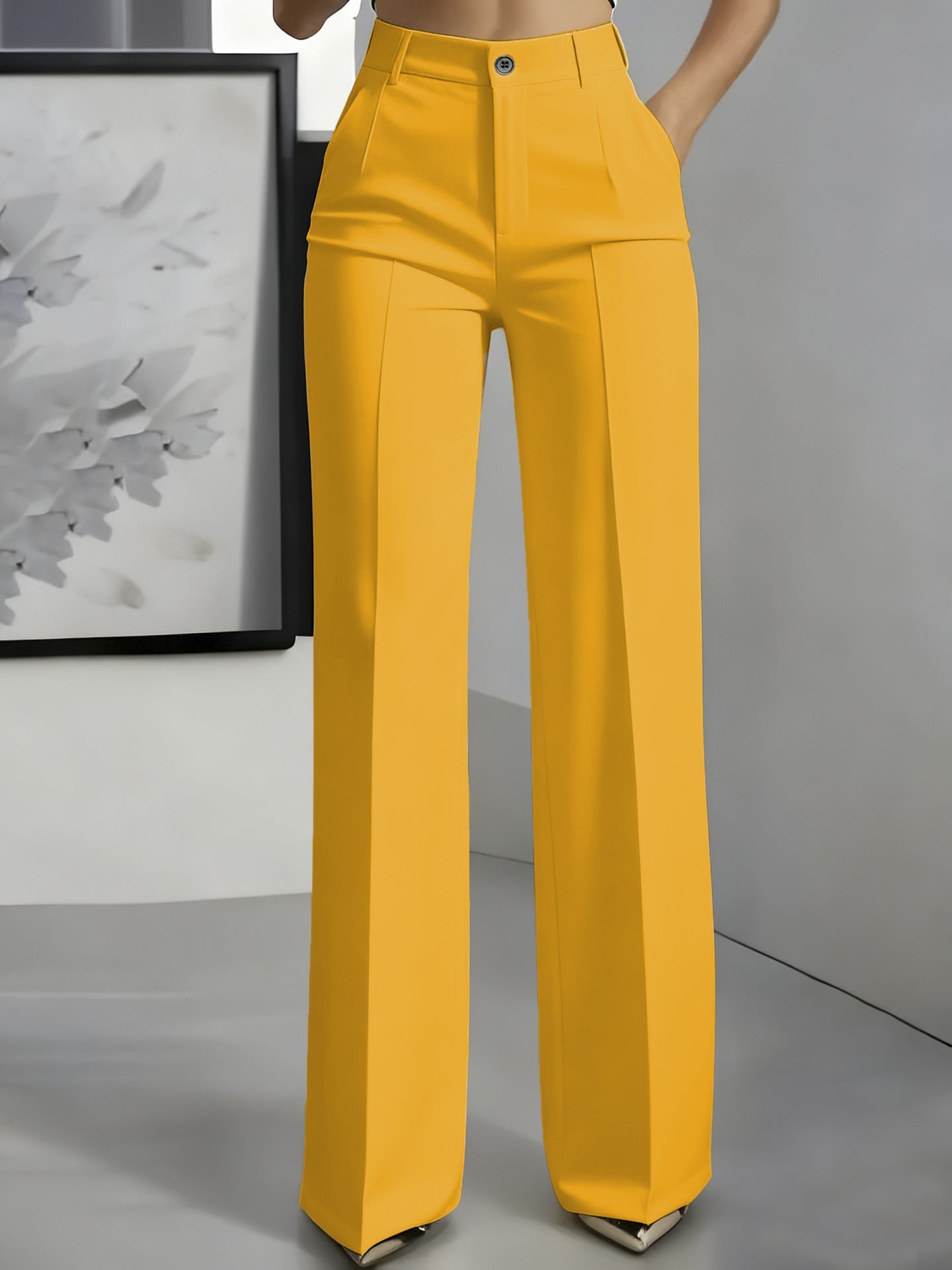 High-Waisted Straight-Leg Suit Pants