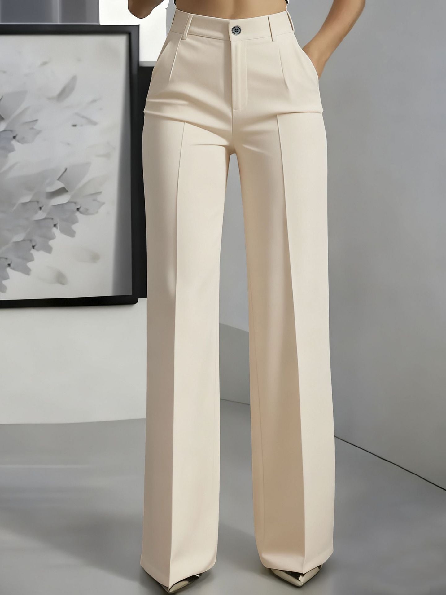 High-Waisted Straight-Leg Suit Pants