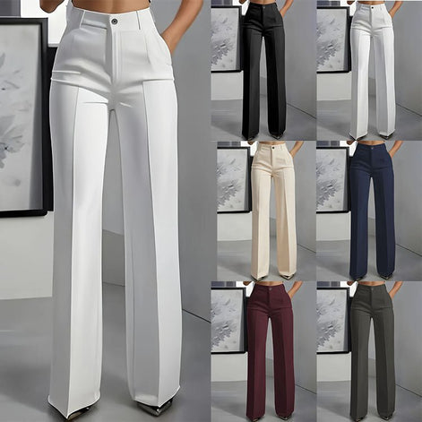 High-Waisted Straight-Leg Suit Pants