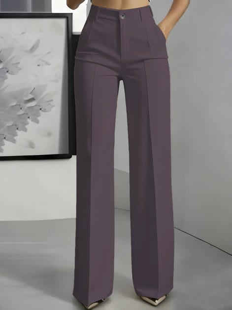 High-Waisted Straight-Leg Suit Pants