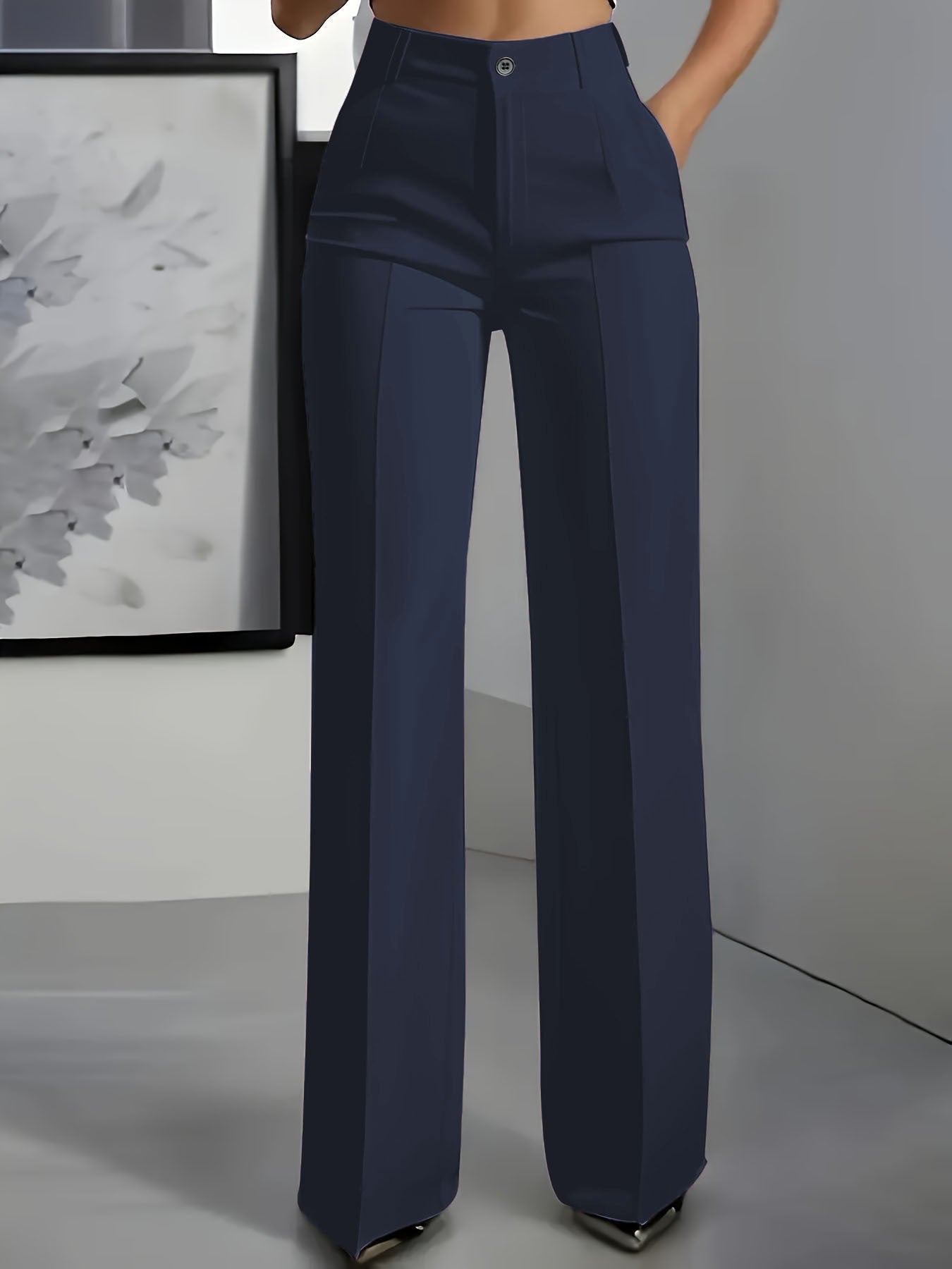 High-Waisted Straight-Leg Suit Pants