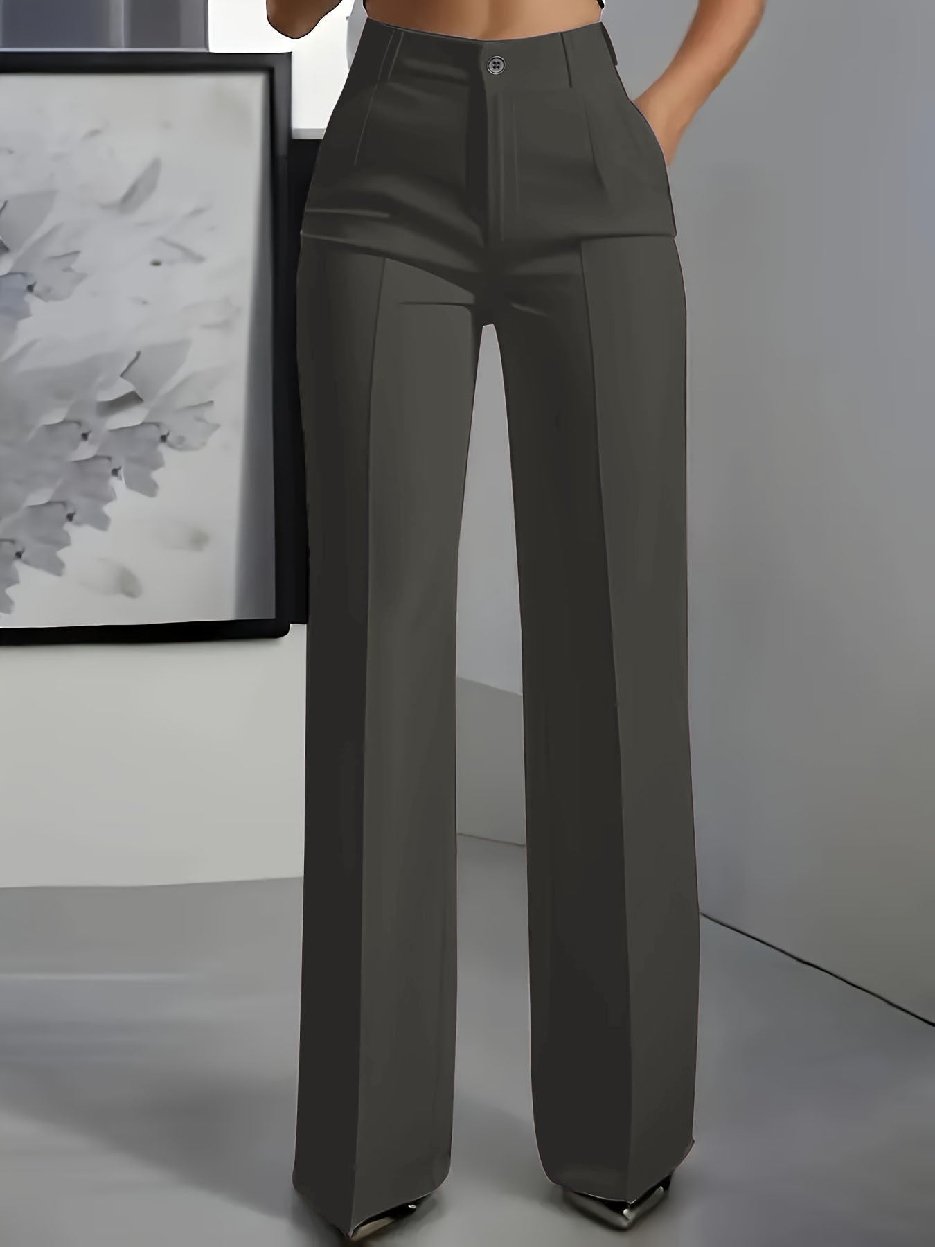 High-Waisted Straight-Leg Suit Pants
