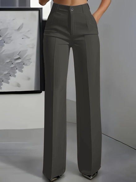 High-Waisted Straight-Leg Suit Pants
