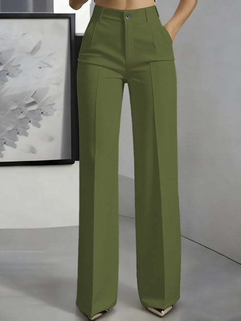 High-Waisted Straight-Leg Suit Pants