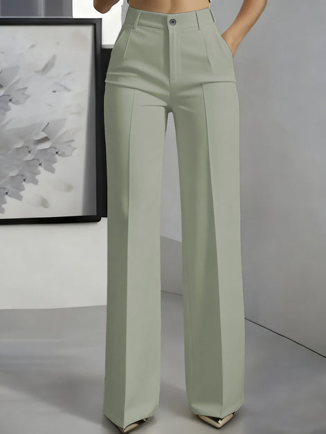 High-Waisted Straight-Leg Suit Pants