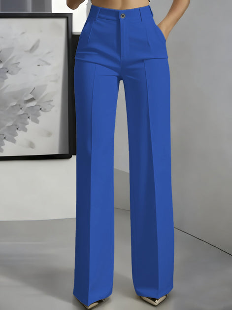 High-Waisted Straight-Leg Suit Pants