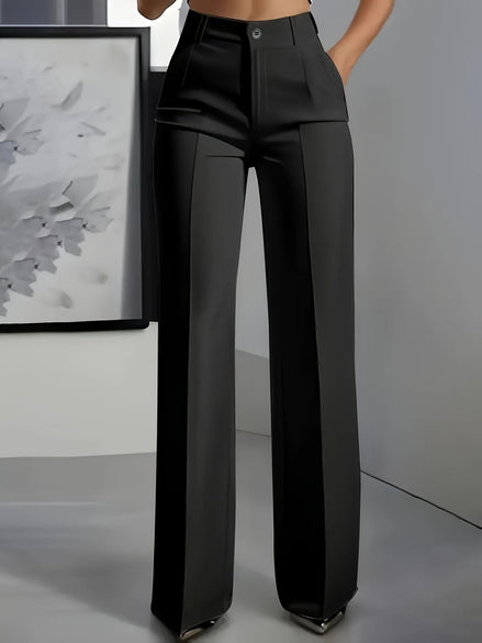 High-Waisted Straight-Leg Suit Pants