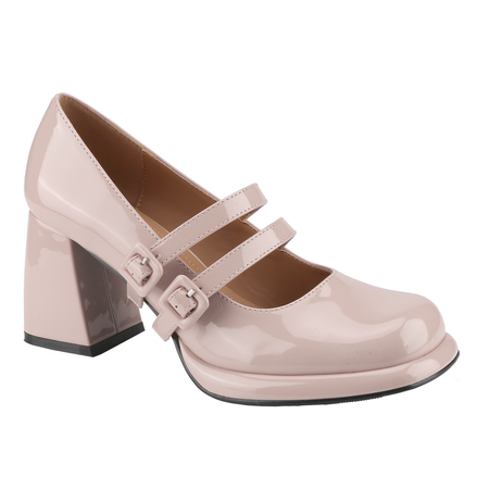 Chunky Mid-Heel Mary Jane Pumps