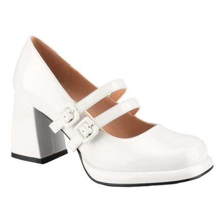 Chunky Mid-Heel Mary Jane Pumps
