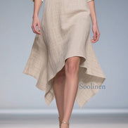 V-Neck Patchwork Linen Silk Summer Dress
