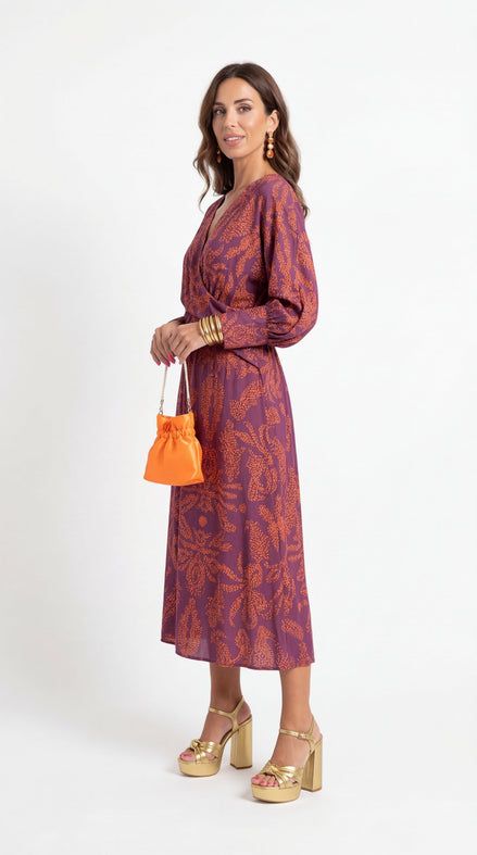 Isadora Elegant Floral Print Midi Dress