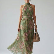 Mirelle gathered halter midi dress, front view