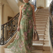 Mirelle Gathered Halter Midi Dress – Floral