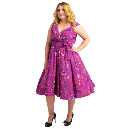 Retro Galaxy Rockabilly Wrap Dress