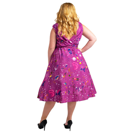 Retro Galaxy Rockabilly Wrap Dress