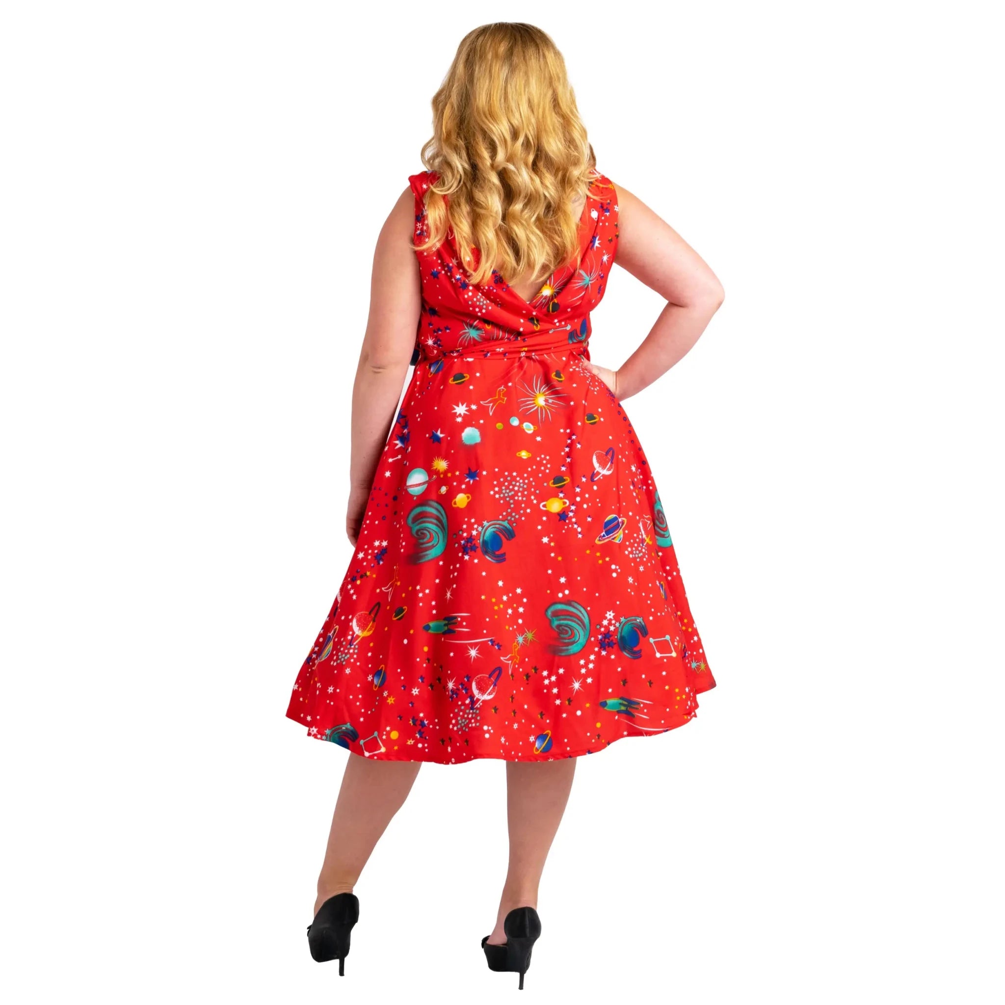 Retro Galaxy Rockabilly Wrap Dress