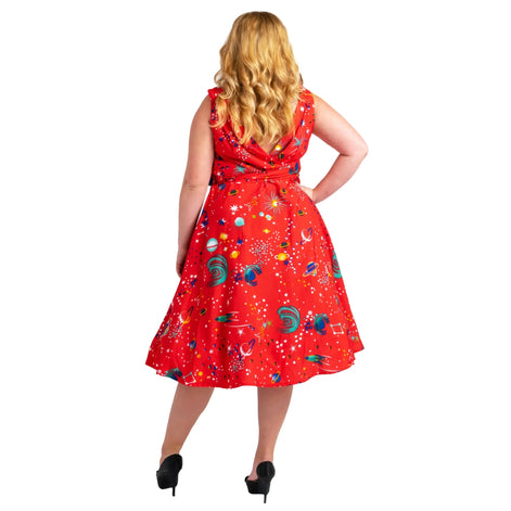 Retro Galaxy Rockabilly Wrap Dress