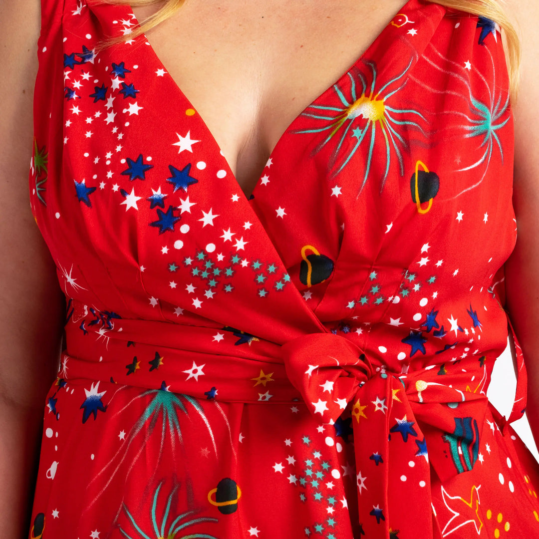 Women's Retro Galaxy Rockabilly Wrap Dress