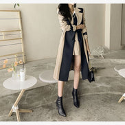 Two-Tone Belted Wrap Trench Coat