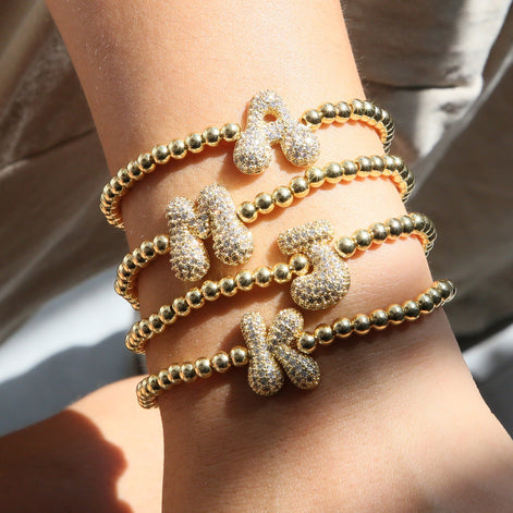 Beaded Bubble Initial Bracelet