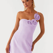 One Shoulder Backless A-Line Mini Dress