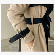 Two-Tone Belted Wrap Trench Coat