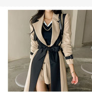 Two-Tone Belted Wrap Trench Coat