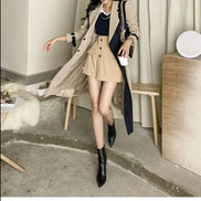 Two-Tone Belted Wrap Trench Coat