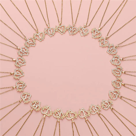 A-Z Flower Heart Necklace