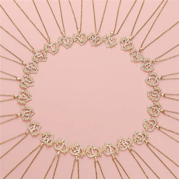A-Z Flower Heart Necklace