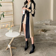Two-Tone Belted Wrap Trench Coat