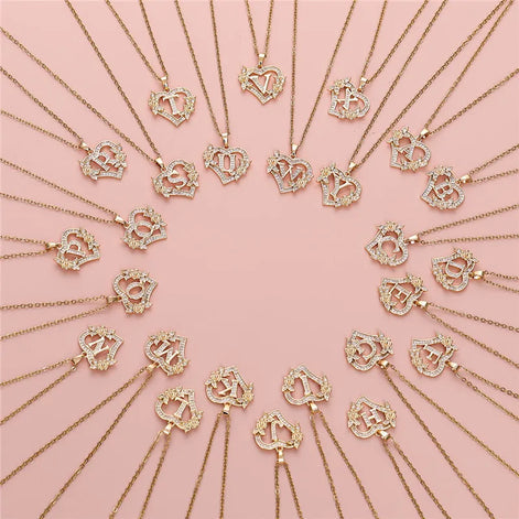 A-Z Flower Heart Necklace