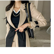 Two-Tone Belted Wrap Trench Coat