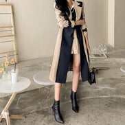 Two-Tone Belted Wrap Trench Coat
