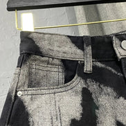 Contrast Print High-Waist Denim A-Line Skirt