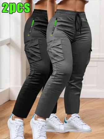 Women’s Two-Piece Drawstring Waist Work Trousers Set